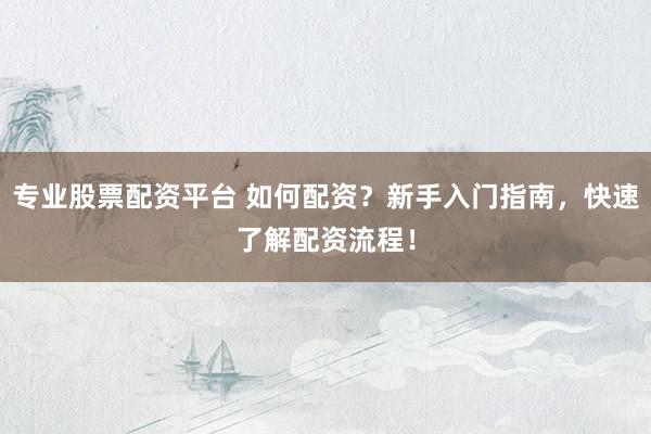 专业股票配资平台 如何配资？新手入门指南，快速了解配资流程！