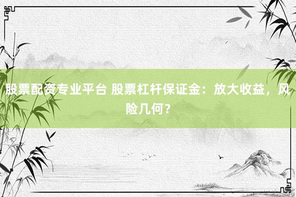 股票配资专业平台 股票杠杆保证金：放大收益，风险几何？