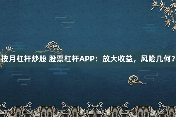 按月杠杆炒股 股票杠杆APP：放大收益，风险几何？