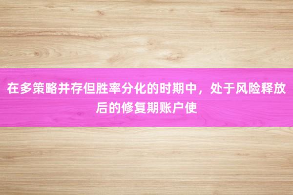 在多策略并存但胜率分化的时期中，处于风险释放后的修复期账户使