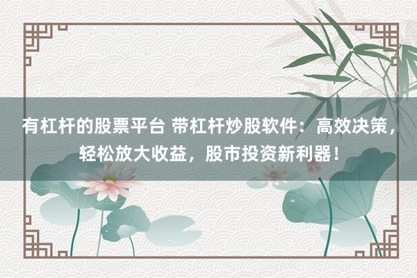 有杠杆的股票平台 带杠杆炒股软件：高效决策，轻松放大收益，股市投资新利器！