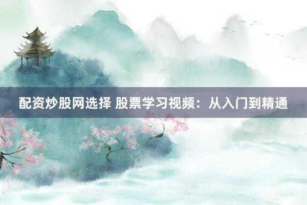配资炒股网选择 股票学习视频：从入门到精通