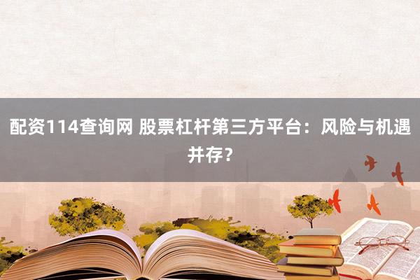 配资114查询网 股票杠杆第三方平台：风险与机遇并存？