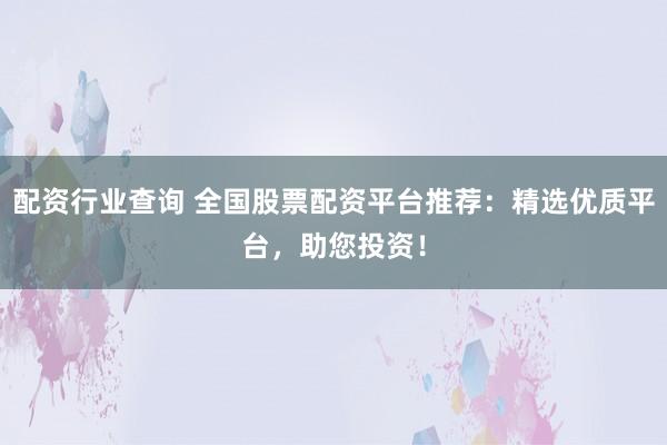配资行业查询 全国股票配资平台推荐：精选优质平台，助您投资！